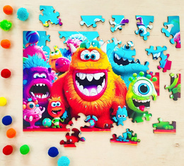 Drewniane puzzle 50 SHAGGY MONSTERS Milliwood eko 6