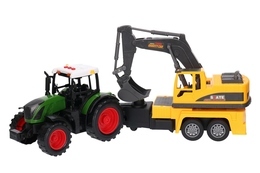 Traktor Ciągnik Z Przyczepą Koparką Światlo Dźwięk 2