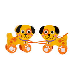 Drewniany piesek na smyczy do ciągniecia display Smily Play 4