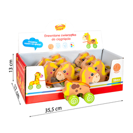 Drewniany konik na smyczy do ciągniecia display Smily Play 5