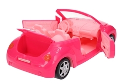 Lalka mini + auto różowe na wycieczki z pieskiem 8