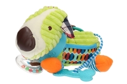 Maskotka PIESEK - sensoryczna zawieszka do wózka, grzechotka gryzak 3