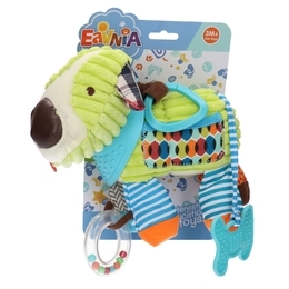 Maskotka PIESEK - sensoryczna zawieszka do wózka, grzechotka gryzak 6