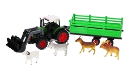 Traktor z turem, przyczepą + figurki zwierzęta MAŁY FARMER 3