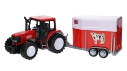Duży traktor z przyczepą  do przewozu konia  2