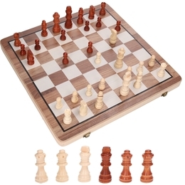 Gra logiczna, szachy drewniane, magnetyczne + warcaby 2w1 3