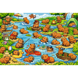 Puzzle 100 Kapibary - Rodzina Treflików 3