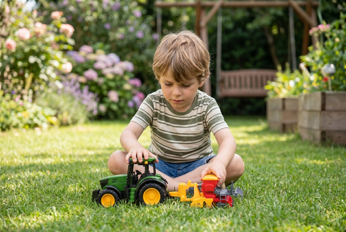 Traktor z przyczepą, siewnik Mały Farmer 2