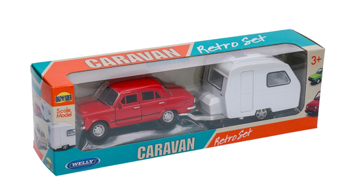 Auto Fiat 125 przyczepa Niewiadów, model metalowy z PRL WELLY 6