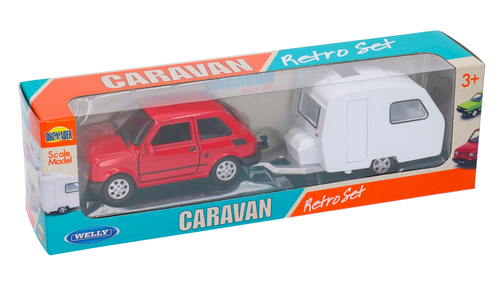 Auto Fiat 126 przyczepa Niewiadów, model metalowy z PRL WELLY 7