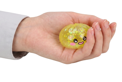 Mini antystresowy gniotek PIEROŻEK w koszyczku brokat 3