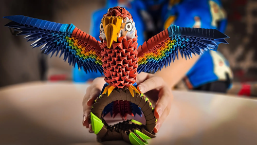 Origami 3D Papuga 3
