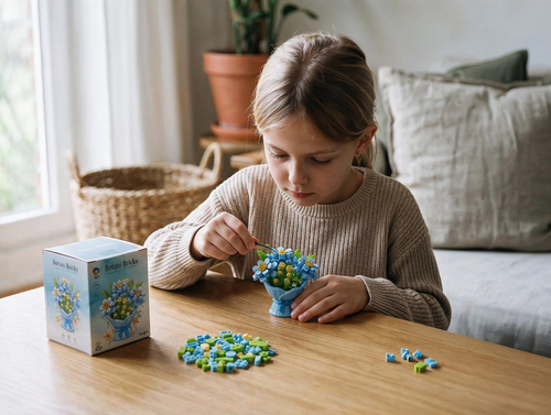 Mini klocki KWIATY Botani Bricks niebieski bukiet 2