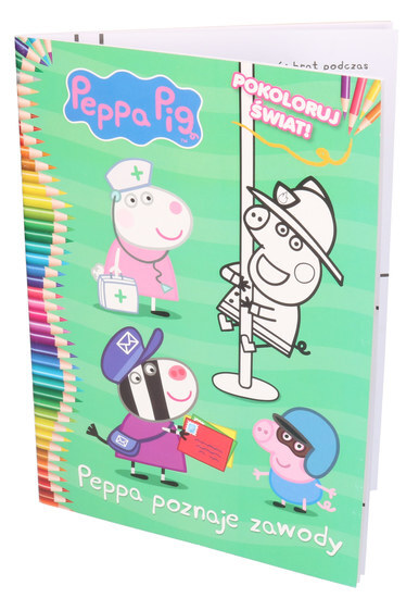 Kolorowanka Świnka Peppa. PEPPA POZNAJE ZAWODY 1
