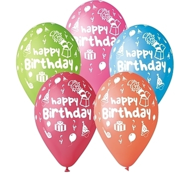 Balony z nadrukiem Happy Birthday 5szt. 1