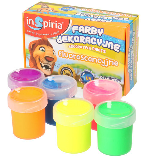 Farby dekoracyjne fluo 6 kolorów 20ml 1