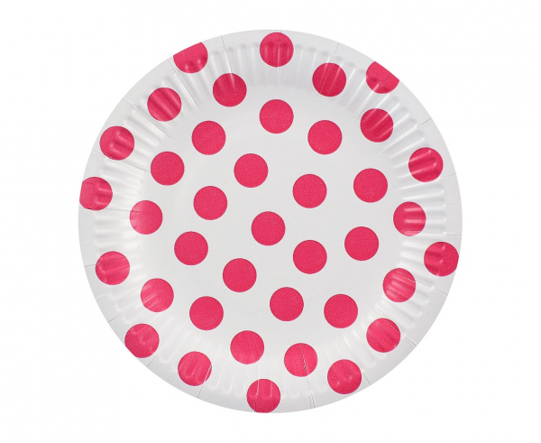 Talerzyki papierowe groszki magenta 18cm 1