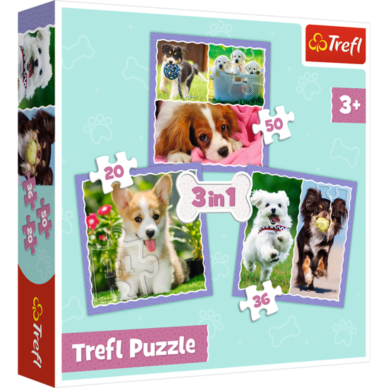 Puzzle 3w1 Urocze pieski 1