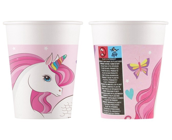 Kubeczki papierowe KONIK JEDMOROŻEC UNICORN 8szt 1