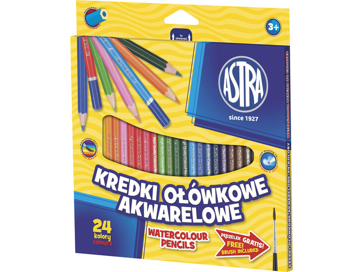 KREDKI OŁÓWKOWE AKWARELOWE 24 kolory 1