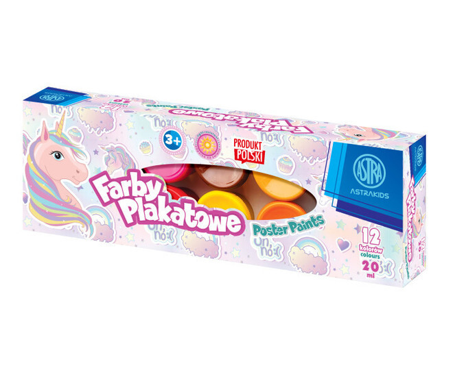 Farby plakatowe 12  kolorów JEDNOROŻEC Astrino 1
