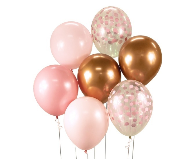 Balony bukiet różowo-miedziany 7szt 1