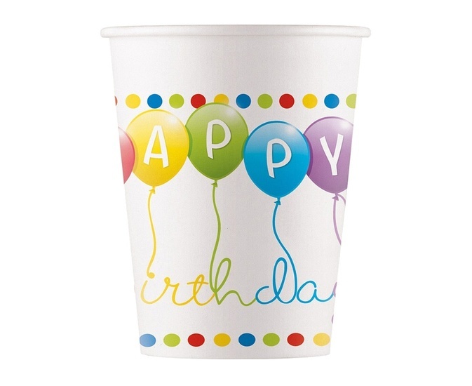 Kubeczki papierowe HAPPY BIRTHDAY 8szt 1