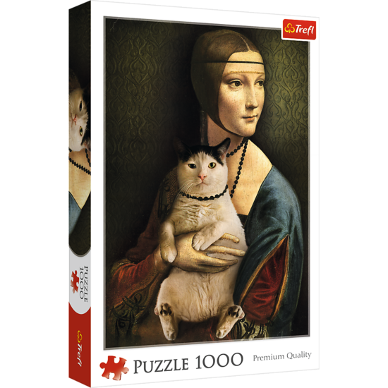 Puzzle 1000 DAMA Z KOTEM  1