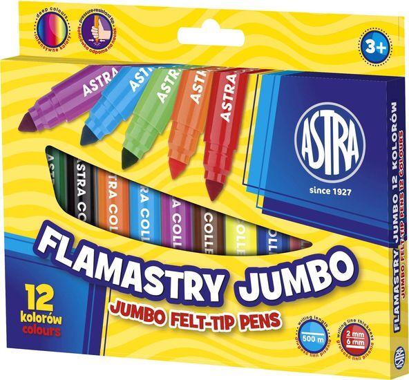 Flamastry JUMBO 12 kolorów ASTRA 1