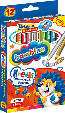 Kredki BAMBINO 12 kolorów złota kredka 1