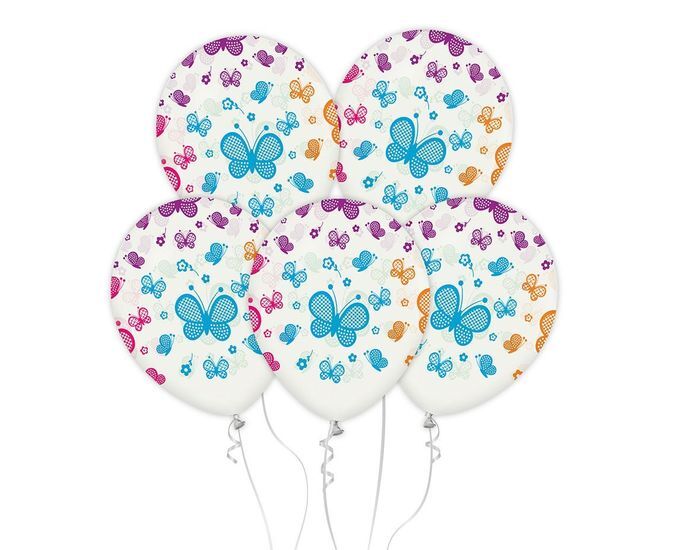 Balony z nadrukiem MOTYLE 5szt 1
