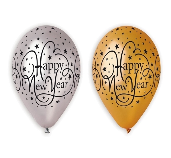 Balony HAPPY NEW YEAR, złote i srebrne 6 szt. 1