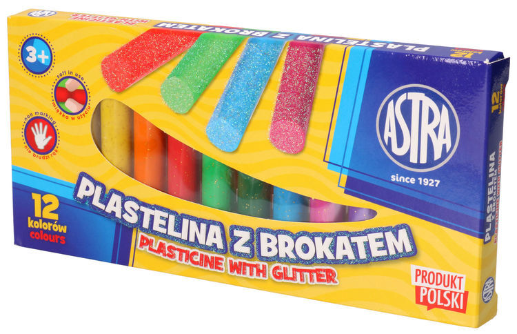 Plastelina z brokatem Astra  12 kolorów 1