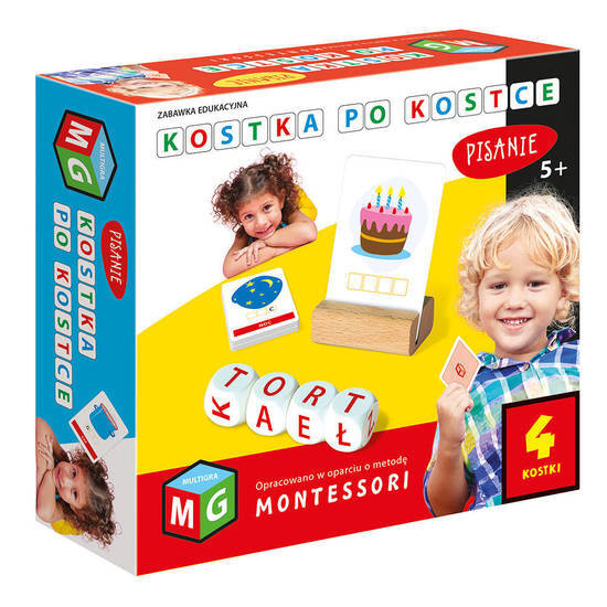 MONTESSORI zabawka edukacyjna KOSTKA PO KOSTCE - PISANIE 4 KOSTKI 1