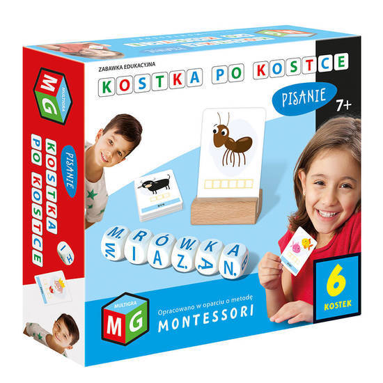 MONTESSORI zabawka edukacyjna KOSTKA PO KOSTCE - PISANIE 6 KOSTKI 1