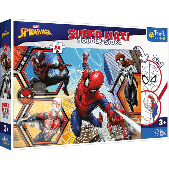 Puzzle 24 SUPER MAXI double-sided, Spiderman wyrusza do akcji 1
