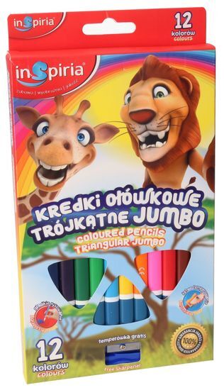 Kredki ołówkowe JUMBO 12 kol INSPIRIA 1