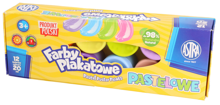 FARBY PLAKATOWE PASTELOWE 12 kolorów ASTRA 1