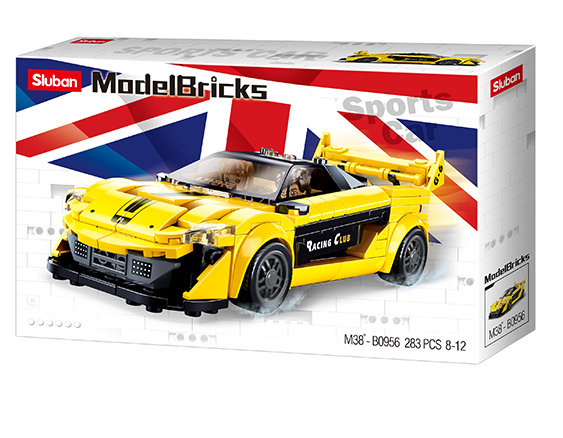 Klocki Sluban auto wyścigowe żółte Model Bricks 1