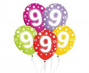 Balony z cyframi 9 na urodziny 5szt 1