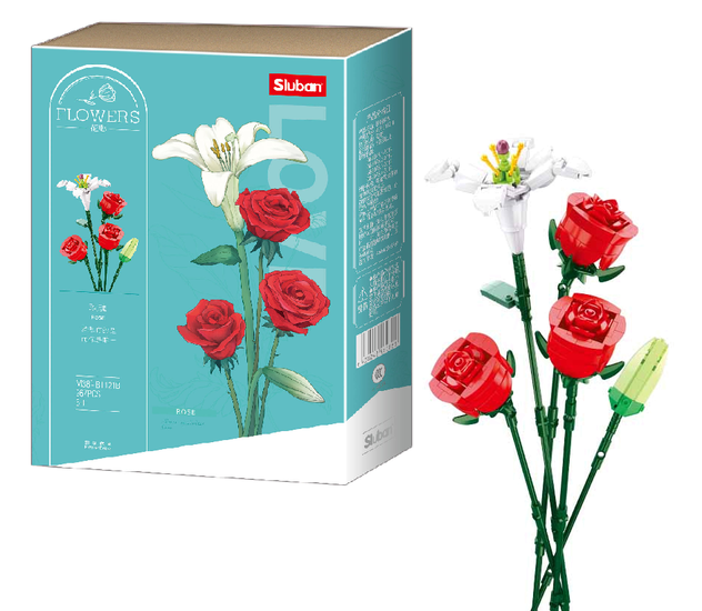 Klocki Sluban FLOWERS róże KWIATY 267el 1