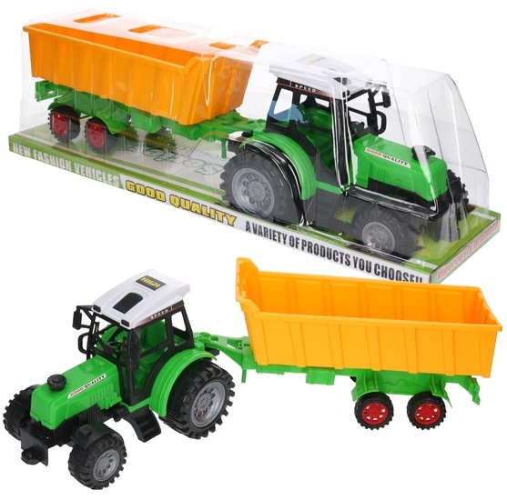 Traktor z przyczepą żółtą 1