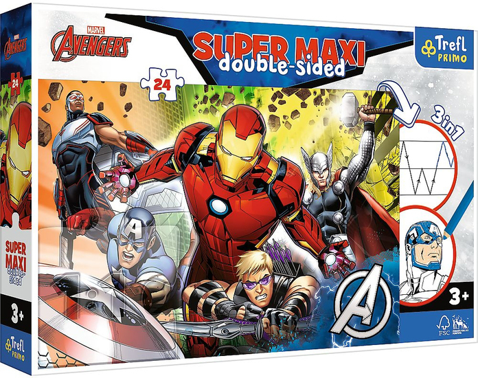 Puzzle 24 SUPER MAXI double-sided, Silni Avengers 1