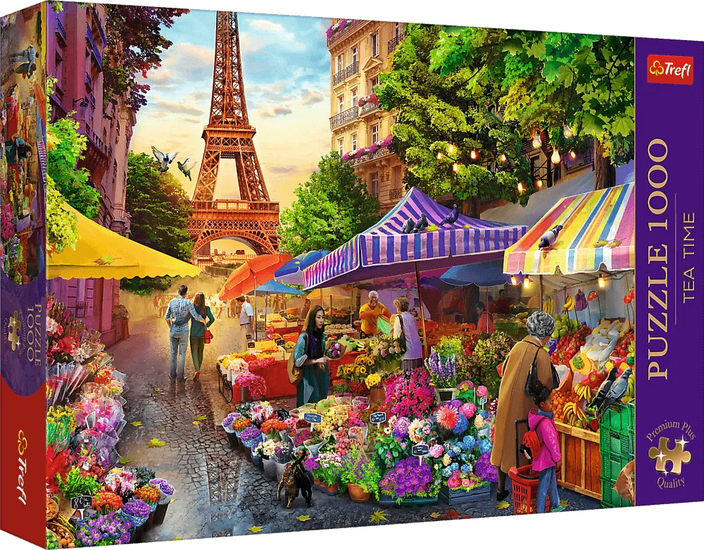 Puzzle 1000 PARYŻ Wieża Eiffla Targ kwiatowy - Puzzle Premium Plus 1