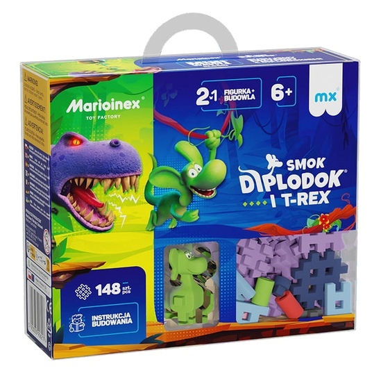 Klocki konstrukcyjne WAFLE MINI Smok Diplodok i T-Rex 1