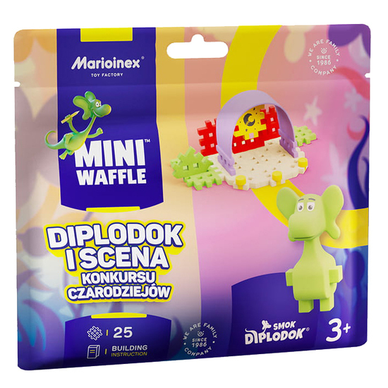 Klocki konstrukcyjne WAFLE MINI Diplodok i scena 1