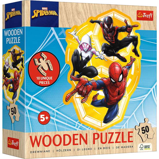 Puzzle 50 drewniane SPIDERMAN Gotowy do akcji 1