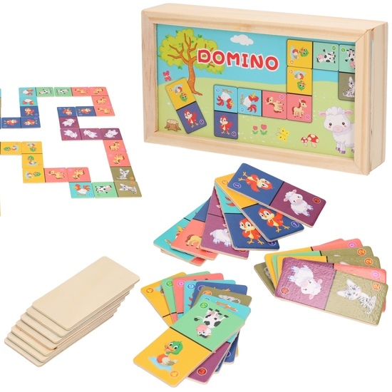 Domino drewniane FARMA gra logiczna 1