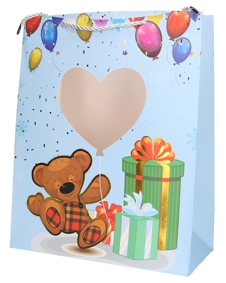 Torebka prezentowa MIŚ I BALONY 32x26x12cm 1