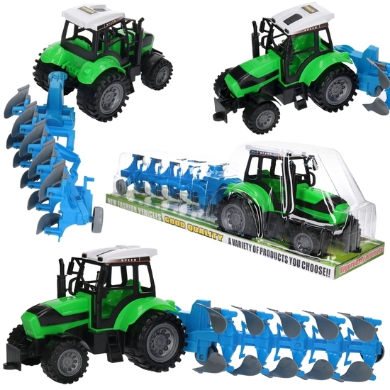 Traktor z pługiem, maszyna rolnicza  1